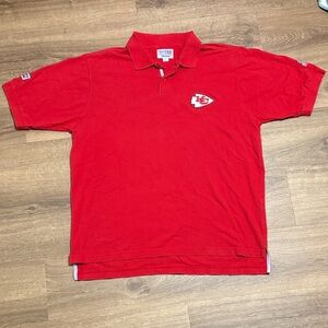 Vintage NFL Pro Line Starter KC Chiefs Logo Red Polo Short Sleeve Shirt Size XL